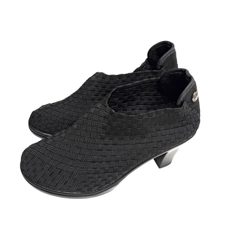 Bernie Mev Chesca Woven Shoes Clogs Slip On Heeled Women Black 36 US 5.5 NIB